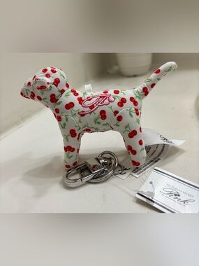 Victoria’s Secret PINK Cherry Pattern Dog w/ Keychain Clip